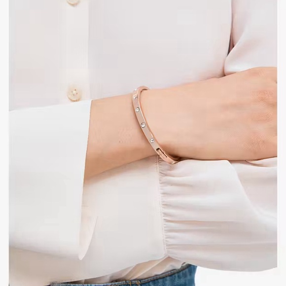 Kate Spade Set In Stone Hinged Bangle (Rose Gold) - Picture 6 of 7